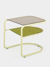 Honoré Khaki Campo Corduroy Side Table with Glazed Beige Frame