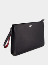 Ferragamo Black Gancini Calf Leather Pouch