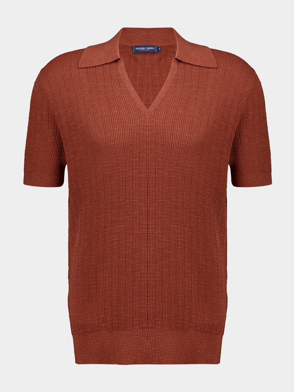 Brown V-Neck Joaquim Cotton Polo Shirt