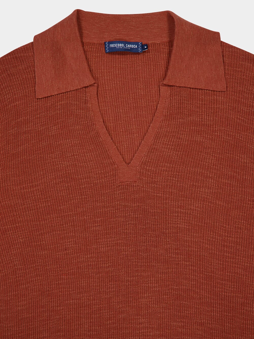 Brown V-Neck Joaquim Cotton Polo Shirt