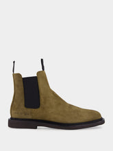 Common Projects Olive Green Waxed Suede Chelsea Boots