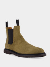 Common Projects Olive Green Waxed Suede Chelsea Boots