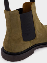 Common Projects Olive Green Waxed Suede Chelsea Boots