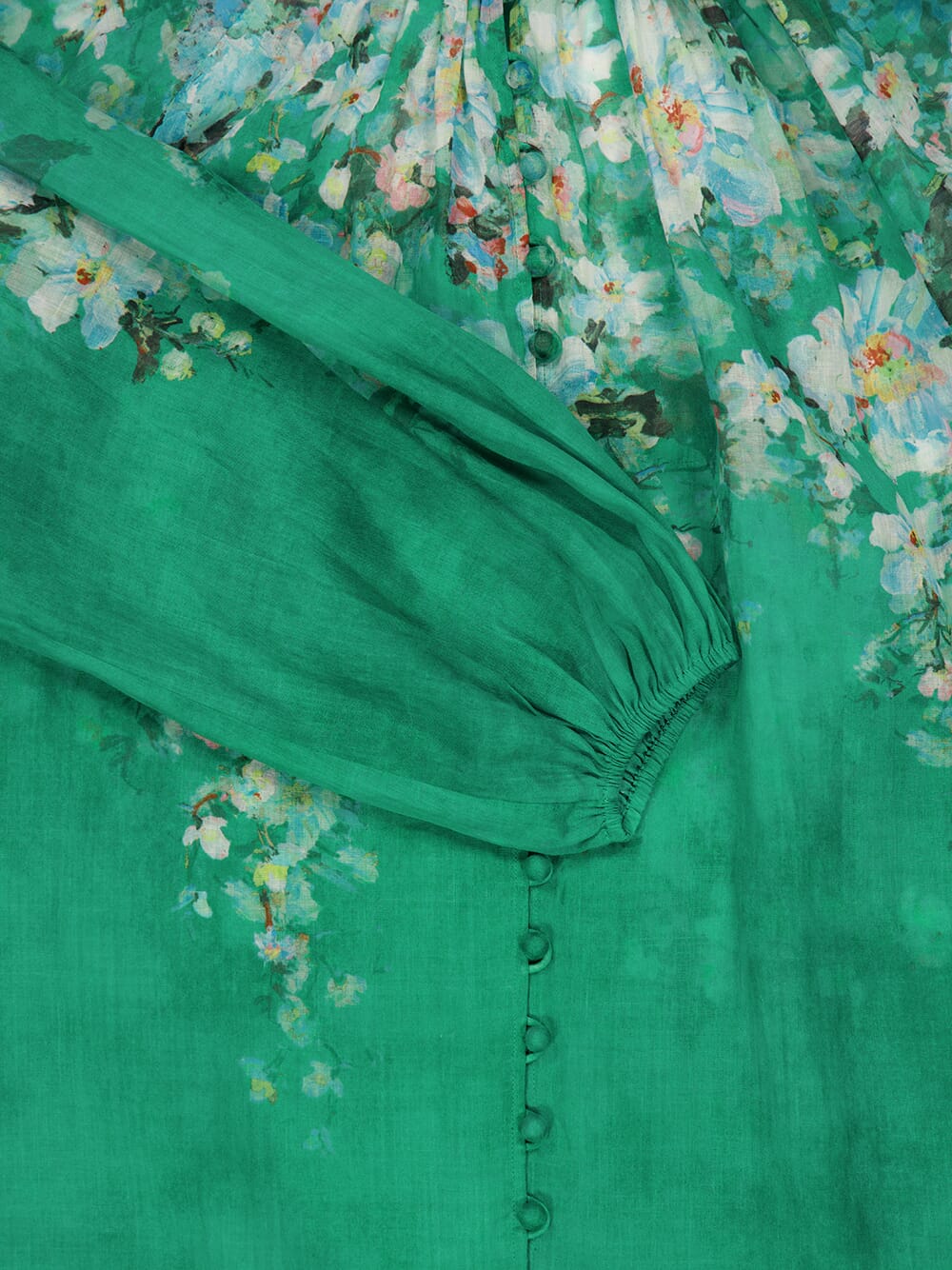 Green Floral Everley Billow Blouse