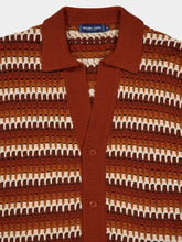 Frescobol Carioca Brown V-Neck Pinto Crochet Cotton Shirt
