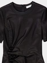 Rabanne Black Short Gathered Dress in Lambskin