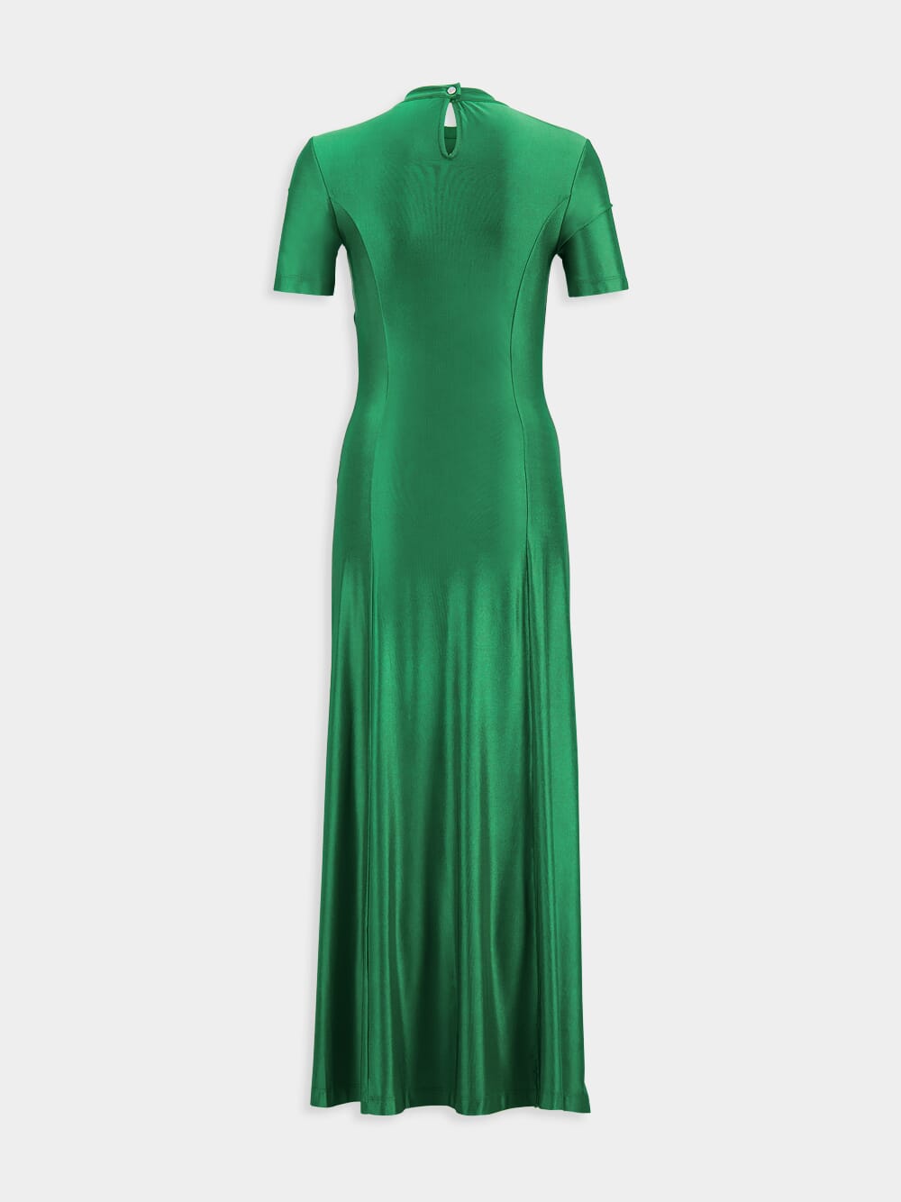 Green Long Gathered Jersey Dress