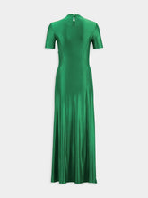 Rabanne Green Long Gathered Jersey Dress