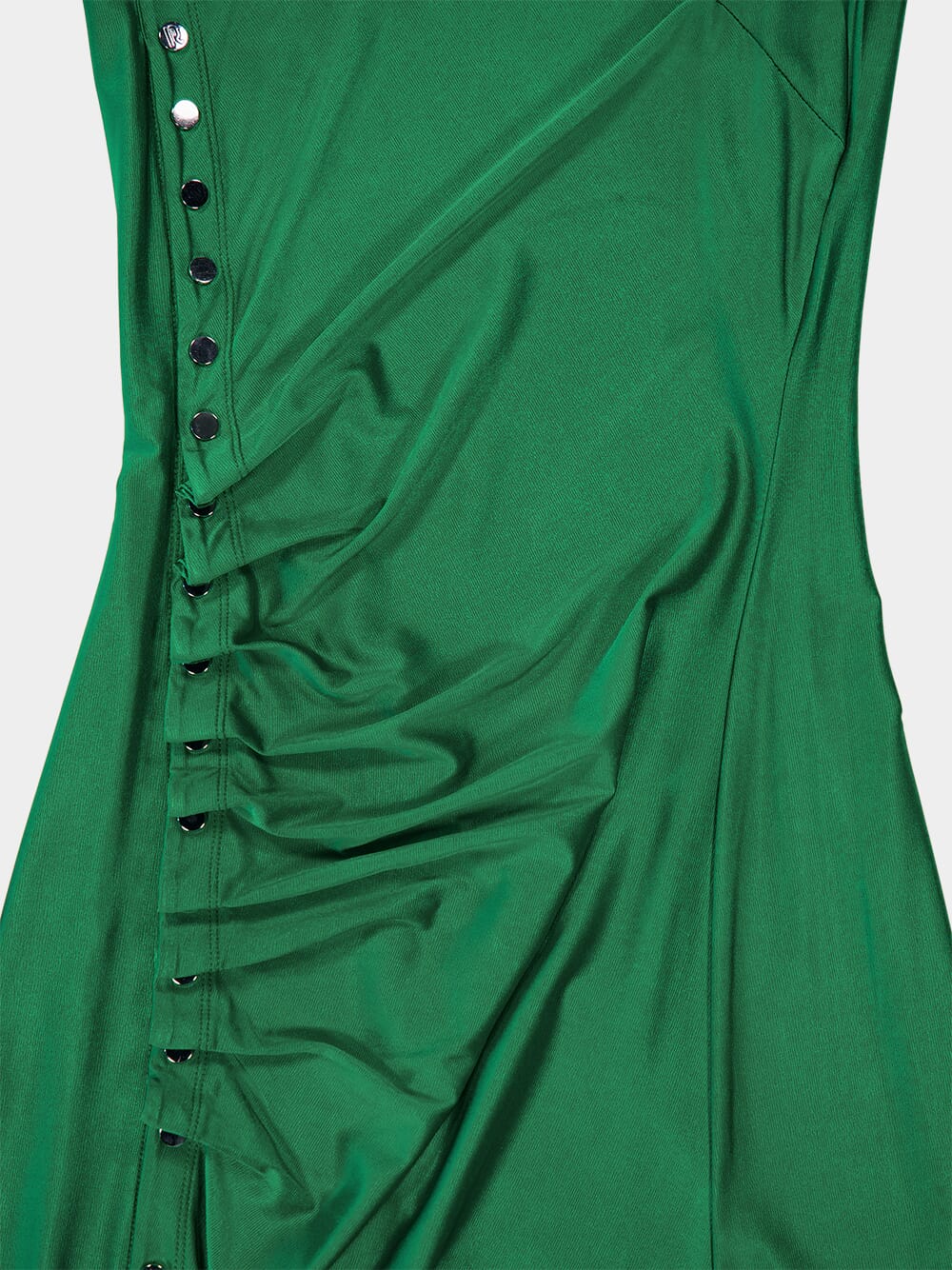 Green Long Gathered Jersey Dress