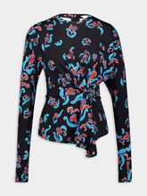Rabanne Printed Long-Sleeve Blouse with Knot Detail