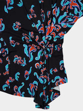 Rabanne Printed Long-Sleeve Blouse with Knot Detail