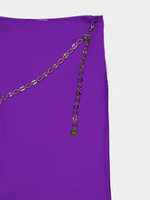 Rabanne Violet Maxi Skirt with Gold Chain Belt