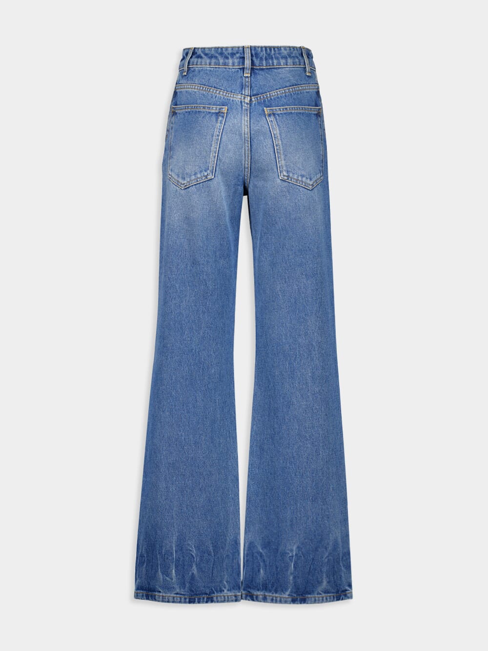 Blue High-Waist Straight Jeans