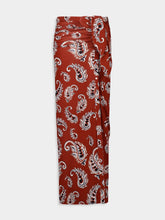 Rabanne Paisley-Print Long Split Skirt