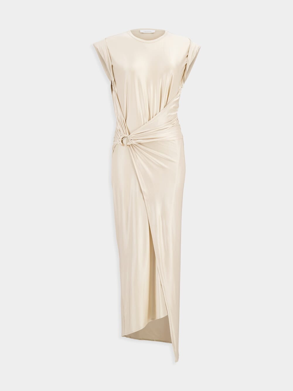 Nude Draped Dress with Piercing Detail