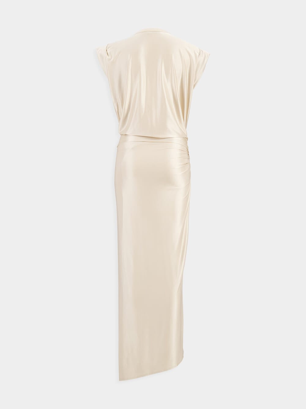 Nude Draped Dress with Piercing Detail