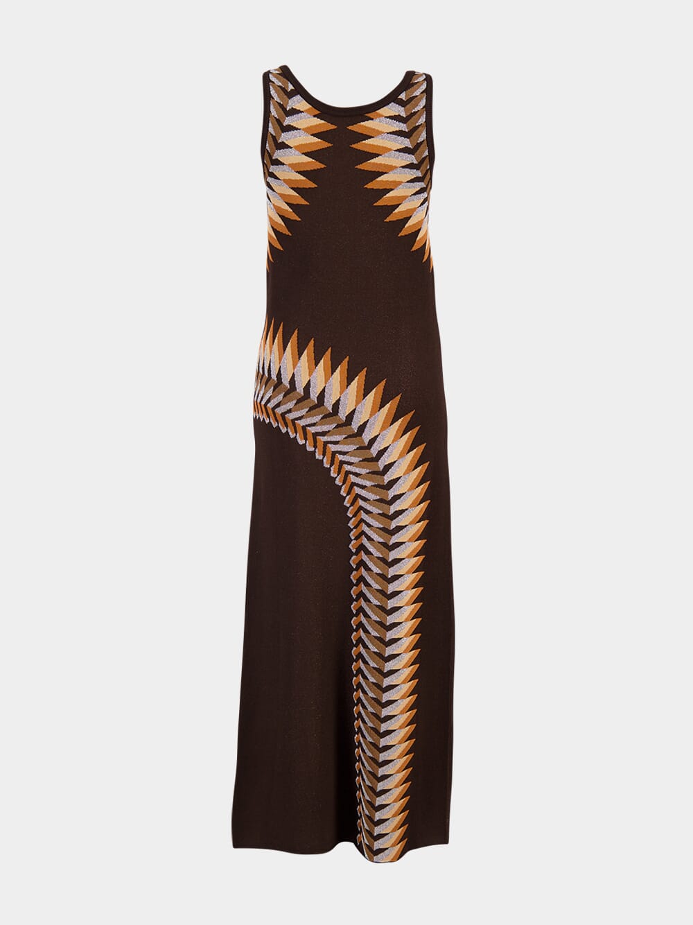 Brown Graphic Print Maxi Dress