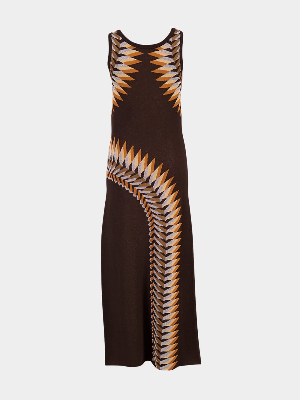 Brown Graphic Print Maxi Dress