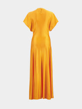 Rabanne Long Light Orange Drapé Pression Dress