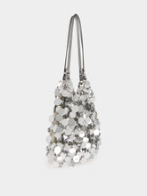 Rabanne Large Silver Sparkle Disc Bag