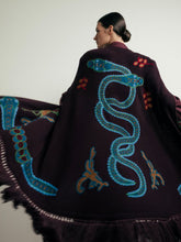 Paula Saphire Purple Hand-Embroidered Knitted Cape