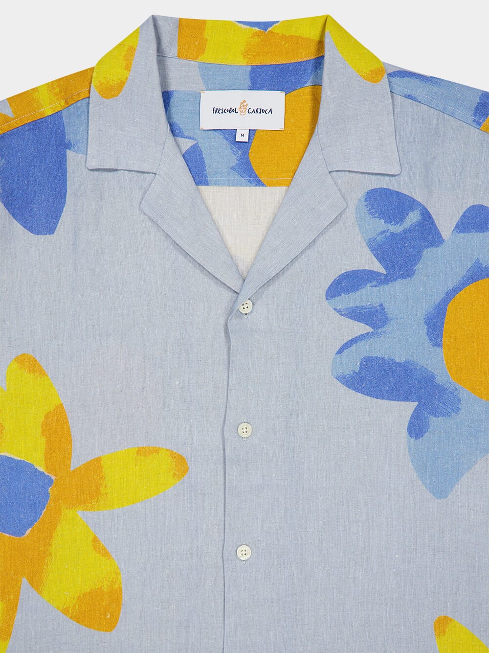 x John Booth Blue Floral Roberto Linen Shirt