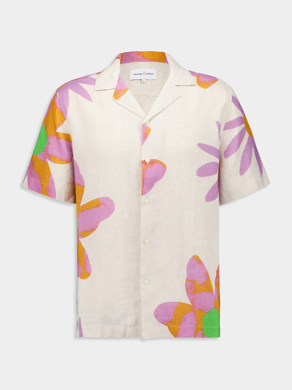 x John Booth Ecru Floral Roberto Linen Shirt