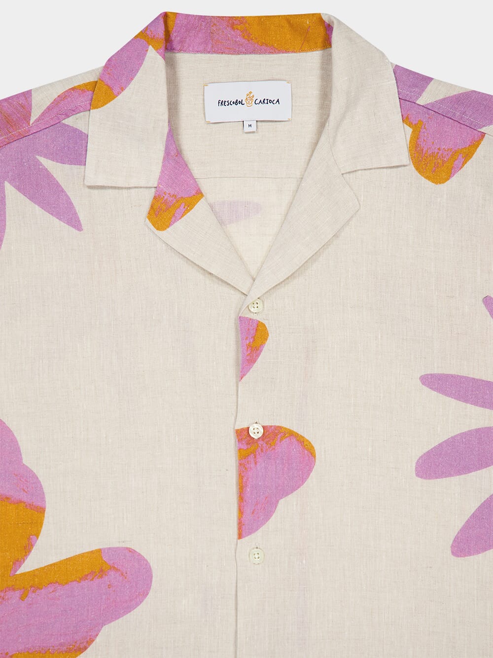 x John Booth Ecru Floral Roberto Linen Shirt