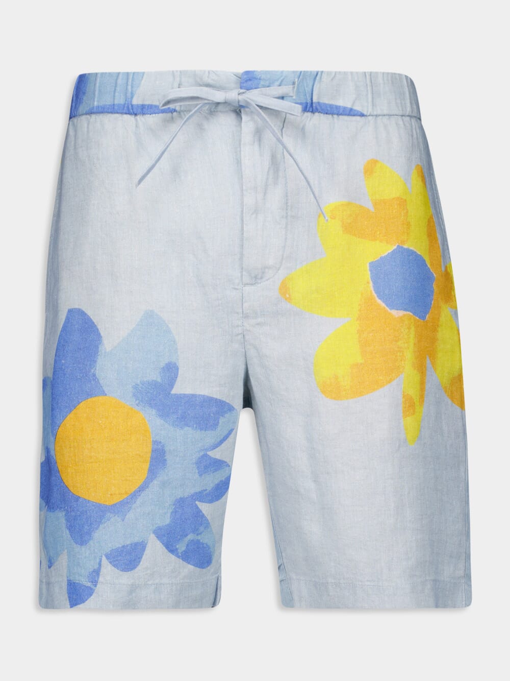 x John Booth Blue Floral Felipe Linen Shorts