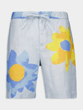 Frescobol Carioca x John Booth Blue Floral Felipe Linen Shorts