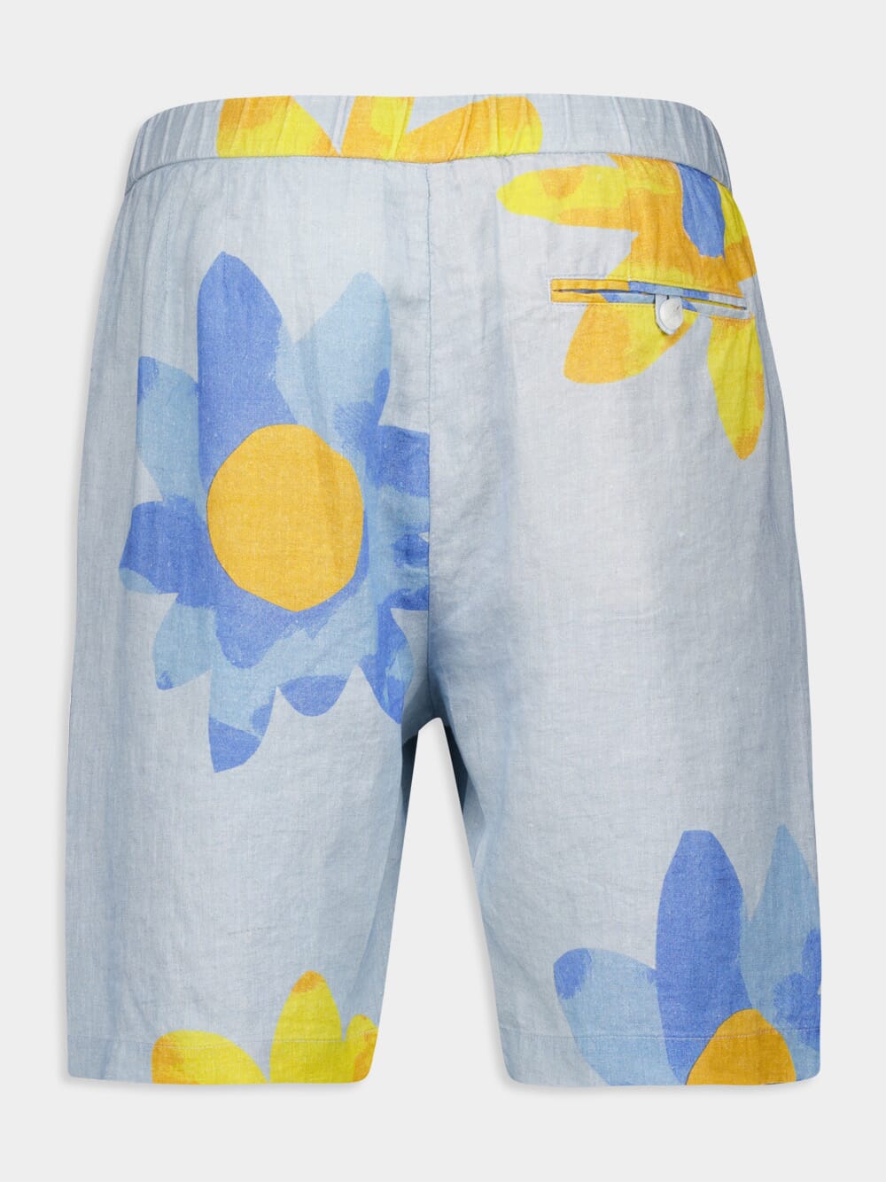 x John Booth Blue Floral Felipe Linen Shorts