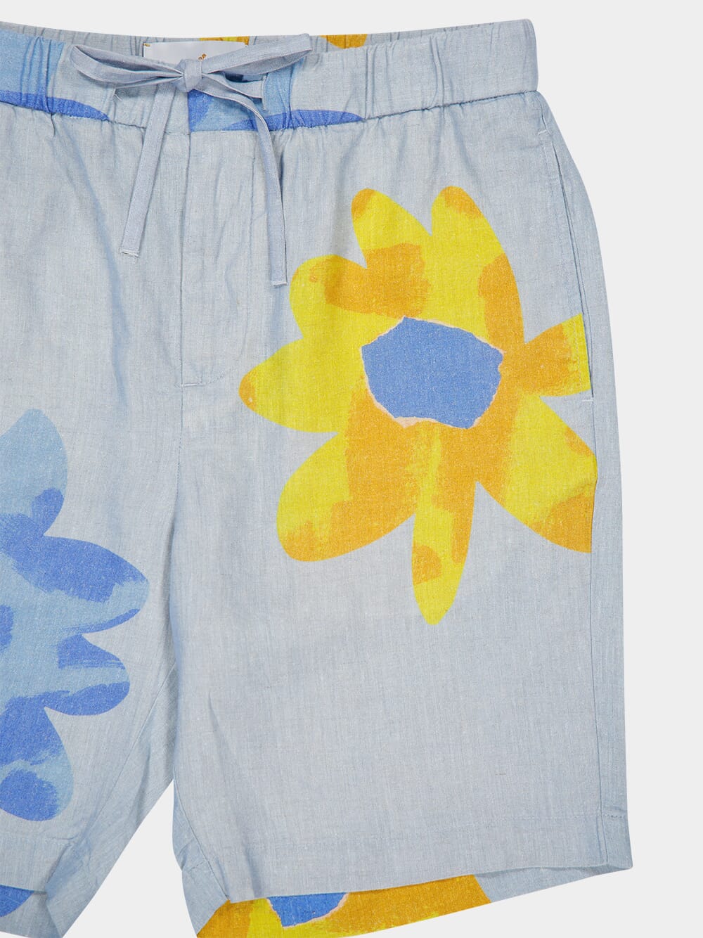 x John Booth Blue Floral Felipe Linen Shorts