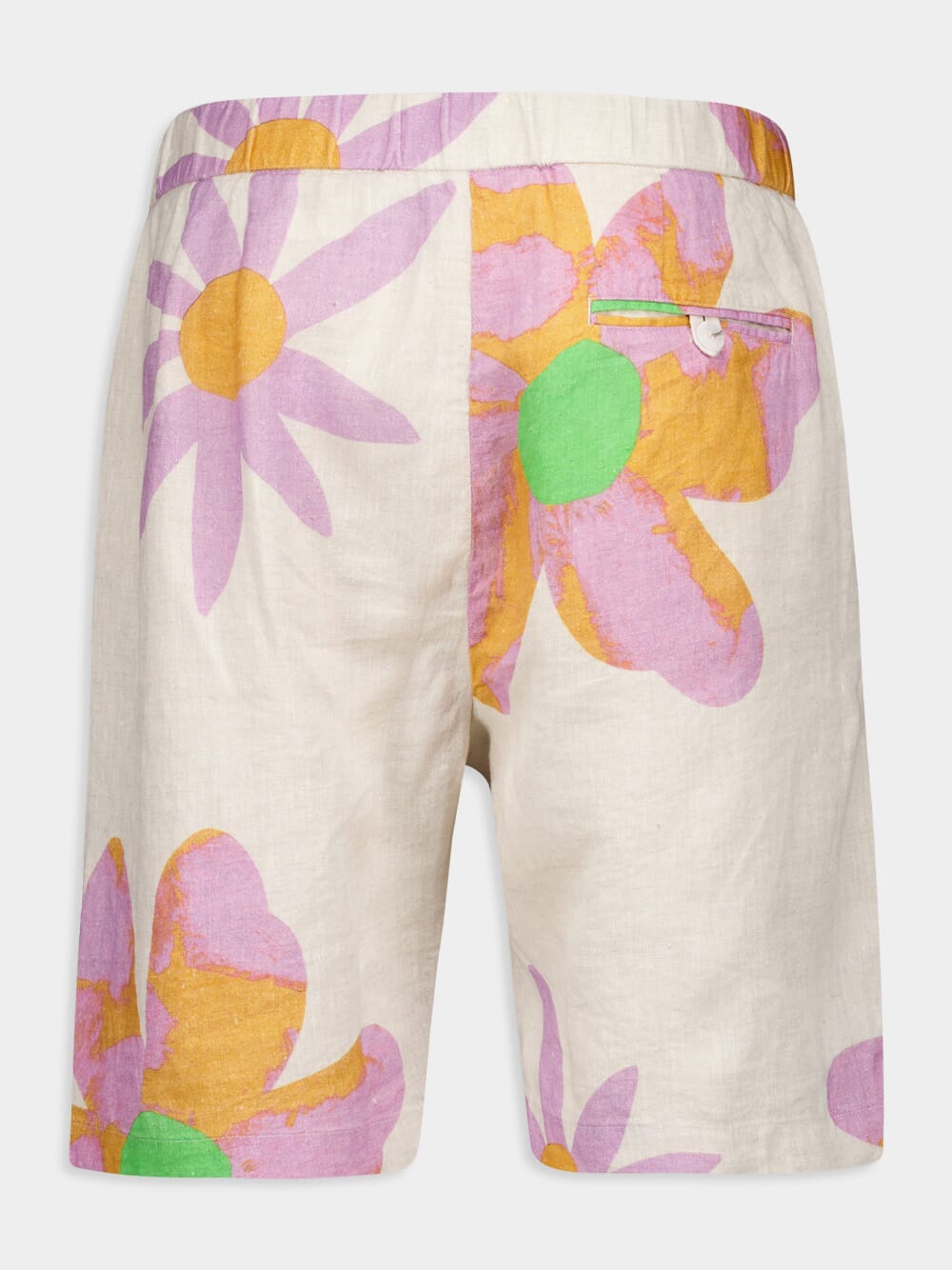 x John Booth Ecru Floral Felipe Linen Shorts