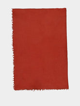 Maison de Vacances Burnt Red Hand-Knitted Cashmere Throw with Fringe