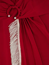 Rabanne Ruby Red Draped Jersey Midi Skirt