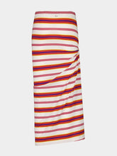 Rabanne Striped Cream and Orange Cotton Maxi Skirt
