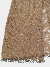 Rabanne Light Gold Crochet Long Dress with Silver Beads