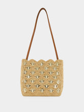 Rabanne Natural Raffia 1969 Metal Disc Tote Bag