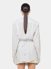 Rabanne White Striped Cotton Poplin Shirt with Belt Detail