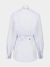 Rabanne White Striped Cotton Poplin Shirt with Belt Detail