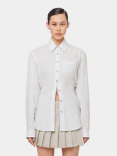 Rabanne White Striped Cotton Poplin Shirt with Belt Detail