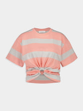 Rabanne Peach & Grey Striped Cotton Piercing T-Shirt
