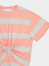Rabanne Peach & Grey Striped Cotton Piercing T-Shirt