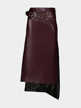 Rabanne Plum Vegan Leather Double Layer Midi Skirt