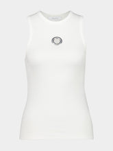 White Cotton Tank Top with Eyelet