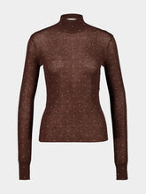 Rabanne Brown Wool Studded Turtleneck Top