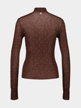 Rabanne Brown Wool Studded Turtleneck Top