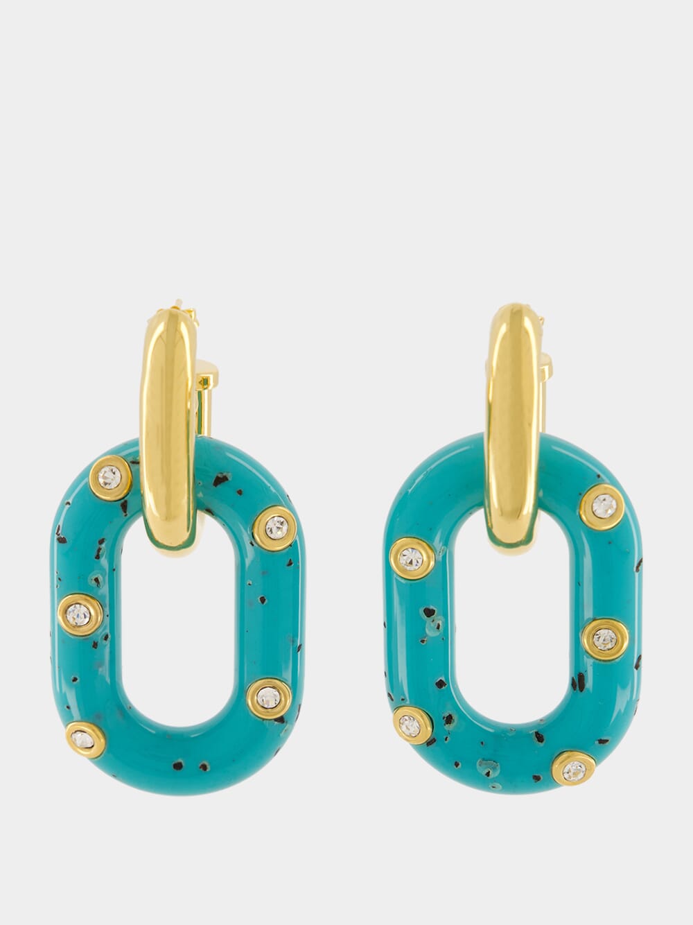 Gold and Turquoise XL Link Earrings