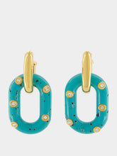 Rabanne Gold and Turquoise XL Link Earrings