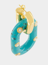 Rabanne Gold and Turquoise XL Link Earrings